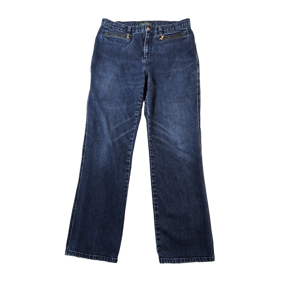 Lauren Ralph Lauren Women's Denim Jeans High Rise Straight Leg Stretch Size 12